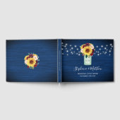 Zonnebloemen Marine Blauw Mason Jar Lights Bruilof Gastenboek (Volledig)