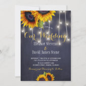 Zonnebloemen marine krijtbord herfst trendy bruilo kaart (Voorkant)