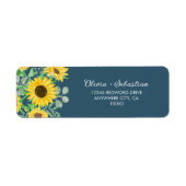 Zonnebloemen | Marineblauw Retouradreslabel Etiket (Voorkant)