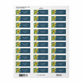Zonnebloemen | Marineblauw Retouradreslabel Etiket (Full Sheet)