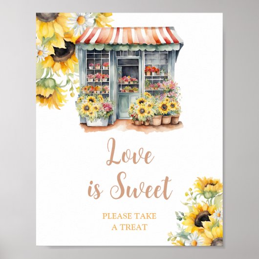 Zonnebloemen Markt Bruiloft Love is Sweet Poster (Voorkant)