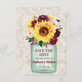 Zonnebloemen Mason Jar Bloemen Bruiloft Save The Date (Voorkant / Achterkant)