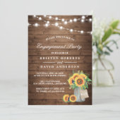 Zonnebloemen Mason Jar Rustic Wood Engagement Part Kaart (Staand voorkant)