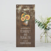 Zonnebloemen Mason Jar rustieke bruiloft programma (Staand voorkant)