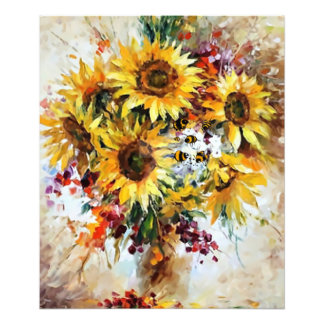 zonnebloemen met bijen foto afdruk