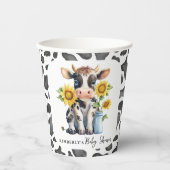 Zonnebloemen met een gelijkmatige Koe Baby shower  Papieren Bekers (Voorkant)