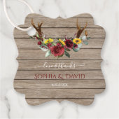 Zonnebloemen met gewei schuur hout herfst bruiloft bedankjes labels (Voorkant)