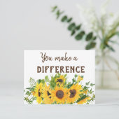 Zonnebloemen met Jouw Verschil Maakt Een Verschil  Briefkaart (Staand voorkant)