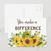 Zonnebloemen met Jouw Verschil Maakt Een Verschil  Briefkaart (Voorkant / Achterkant)