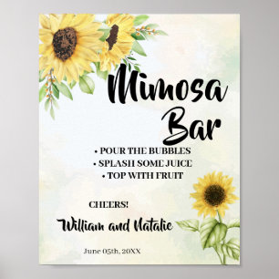 Zonnebloemen Mimosa Bar Bruiloft Bruidsfeest Trouw Poster