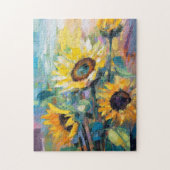 Zonnebloemen Moderne Abstracte Bloemen Schilderij Legpuzzel (Verticaal)