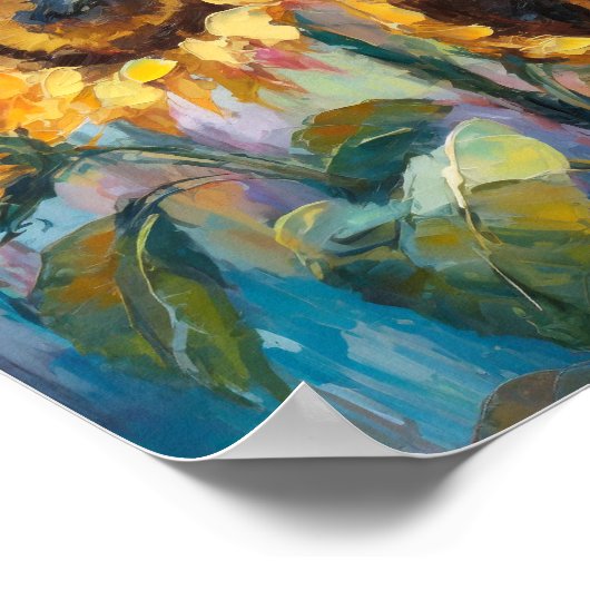 Zonnebloemen Moderne Abstracte Bloemen Schilderij Poster (Hoek)