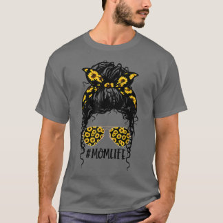 Zonnebloemen Moeder Leven Moeder Schedel Knot Haar T-shirt