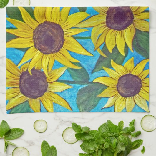 Zonnebloemen MoJo Kitchen Towel Theedoek (Gevouwen)