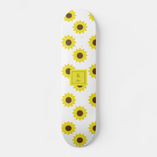 Zonnebloemen Monogram Hand Lettering Floral Chic Skateboard