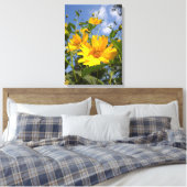 Zonnebloemen N Sky Wrapped Canvas Afdruk (Insitu (Slaapkamer))