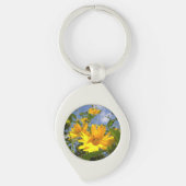 Zonnebloemen N Sky Wrapped Canvas Sleutelhanger (Voorkant)