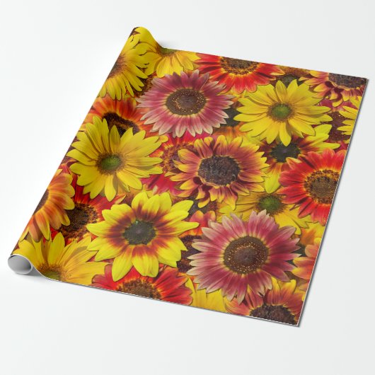 Zonnebloemen Naadloos Patroon Cadeaupapier (Uitgerold)