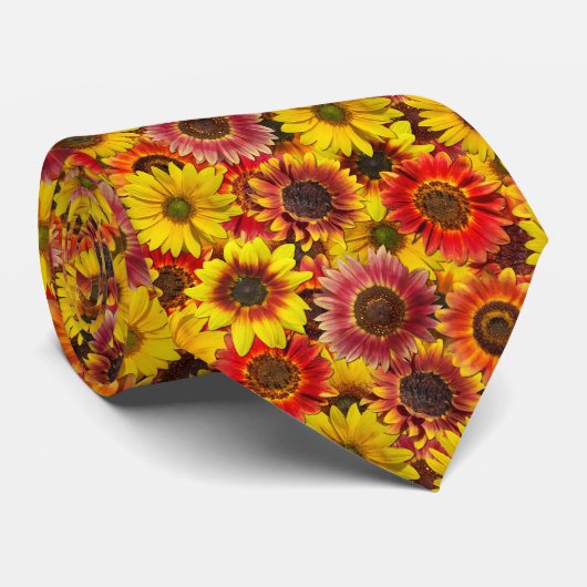 Zonnebloemen Naadloos Patroon Stropdas (Opgerold)