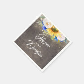 Zonnebloemen Navy Blauw en wit herfst bruiloft Servet (Hoek)