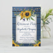 Zonnebloemen Navy Blue Wood Retirement Kaart (Staand voorkant)