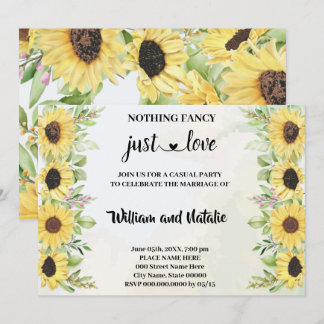 Zonnebloemen Niets Fancy gewoon Liefde Elopement Kaart