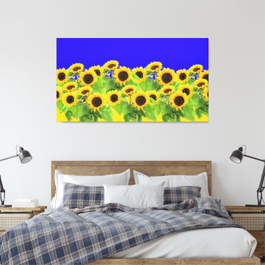 Zonnebloemen - Oekraïne - Vlaggenvrijheid Oekraïne Canvas Afdruk (Insitu (Slaapkamer))
