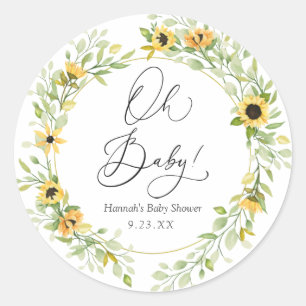 Zonnebloemen Oh baby Favor Classic Round Sticker