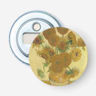 Zonnebloemen, Olieverfschilderij Stilleven, Van Go Button Flesopener