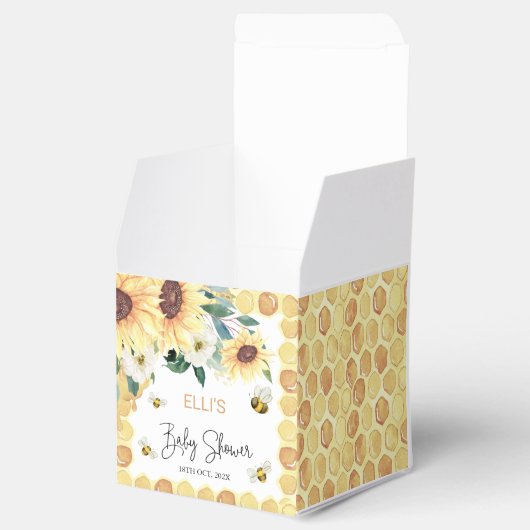 Zonnebloemen, ook indien Baby shower van bijen Bedankdoosjes (Geopend)