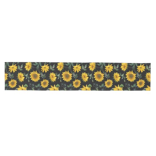 Zonnebloemen op Black Table Runner Medium Tafelloper (Horizontaal)