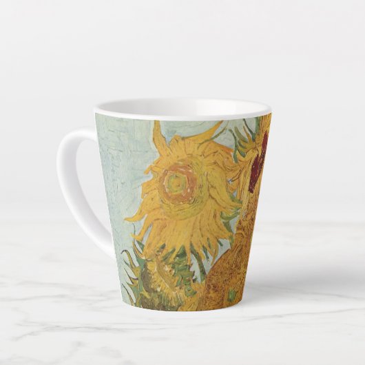 Zonnebloemen(op blauw)-Vincent van Gogh Klein Latte Mok (Linkerhoek)