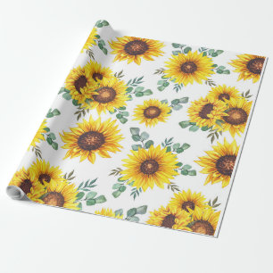 Zonnebloemen op een witte achtergrond cadeaupapier