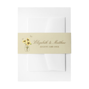  zonnebloemen op Mason Jar Wedding Uitnodigingen Wikkel