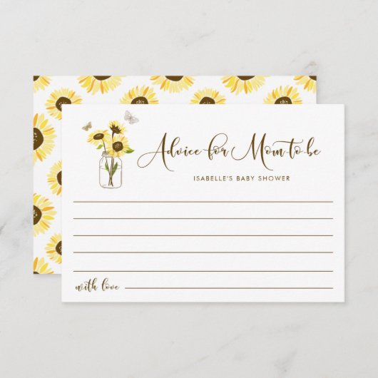 Zonnebloemen op Mason Jar willen dat mama wordt Advieskaart (Voorkant / Achterkant)