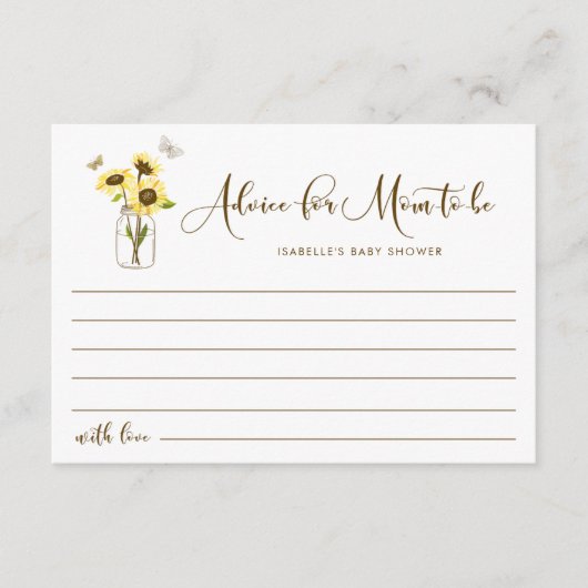 Zonnebloemen op Mason Jar willen dat mama wordt Advieskaart (Voorkant)