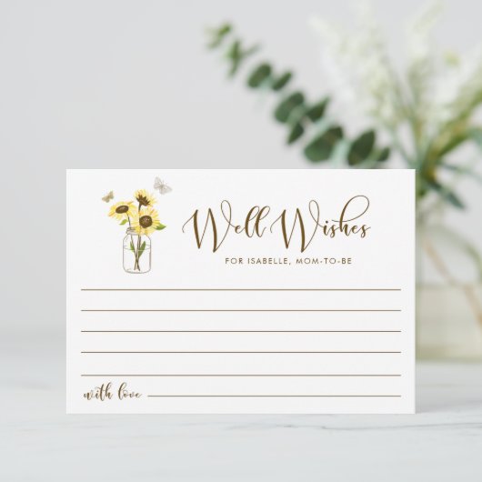 Zonnebloemen op Mason Jar willen dat mama wordt Advieskaart (Staand voorkant)
