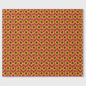 zonnebloemen op poolstippen cadeaupapier (Vlak)