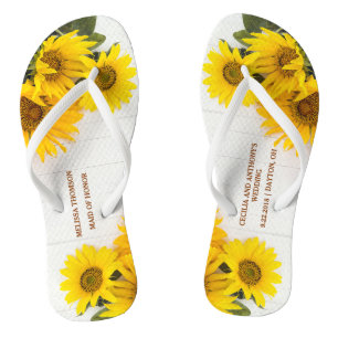 Zonnebloemen op Rustic Wood Wedding Teenslippers