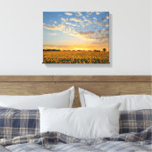 Zonnebloemen op Sunset Canvas Afdruk (Insitu (Slaapkamer))
