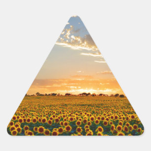 Zonnebloemen op Sunset Driehoek Sticker