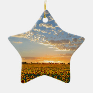 Zonnebloemen op Sunset Keramisch Ornament