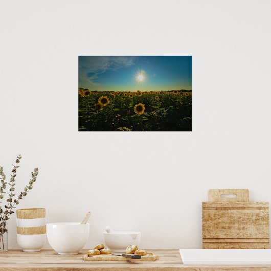 Zonnebloemen op Sunset Poster (Keuken)