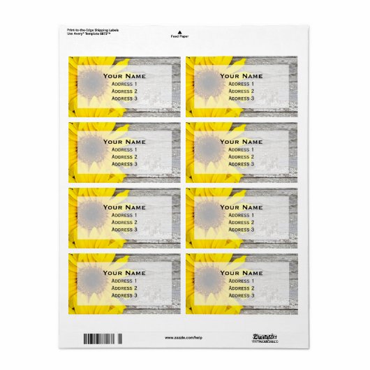 Zonnebloemen op tafel etiket (Full Sheet)