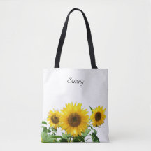 Zonnebloemen op witte canvas tas