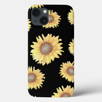 Zonnebloemen op zwart iPhone 13 hoesje