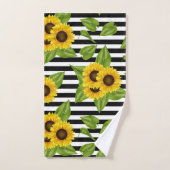 Zonnebloemen op zwart en wit bad handdoek (Handdoek)