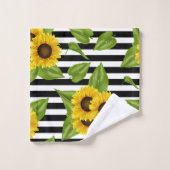 Zonnebloemen op zwart en wit bad handdoek (Wasdoekje)