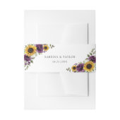 Zonnebloemen Paarse Violette Bloemige Rustieke Tro Uitnodigingen Wikkel (Voorkant Voorbeeld)