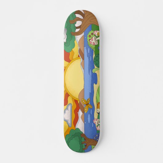 zonnebloemen, paddenstoelen en vlinders skateboard (Voorkant)